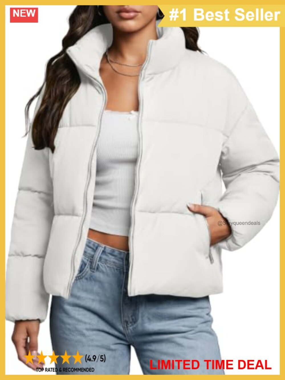 WHN Women's Winter Puffer Jacket Warm Quilted Baggy Coat